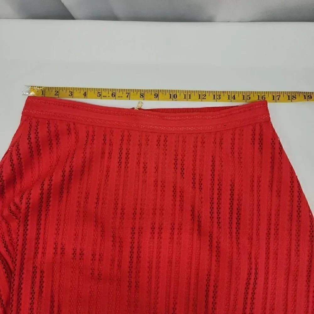 J.Crew Size 12 Red A Line Skirt Lined Lace Q4